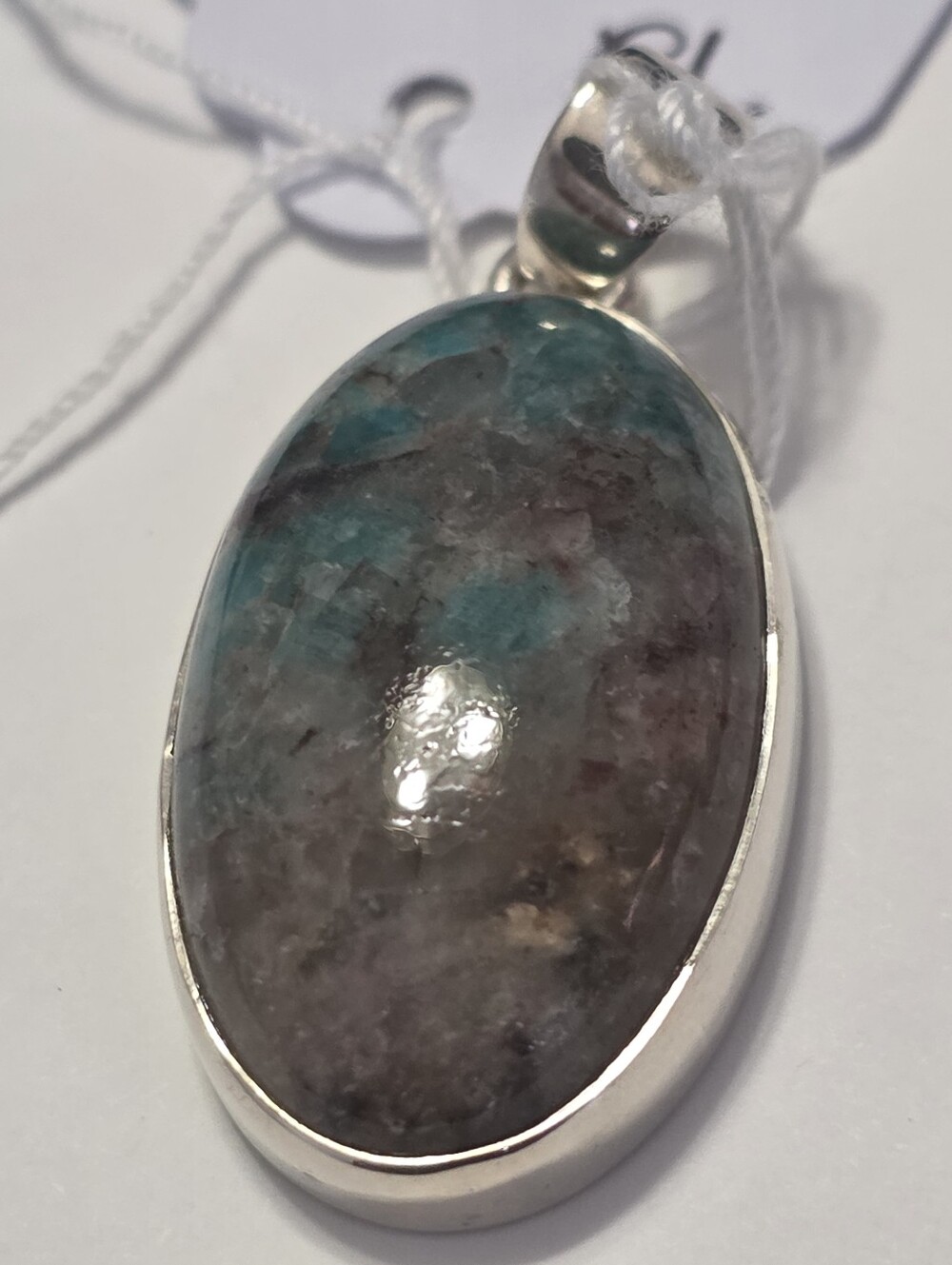 Sterling Silver Amozanite Accented Oval Pendant Stone
